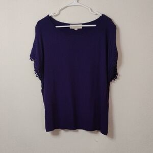 LOFT Women's Chic Dark Purple Blue Blouse Size Large